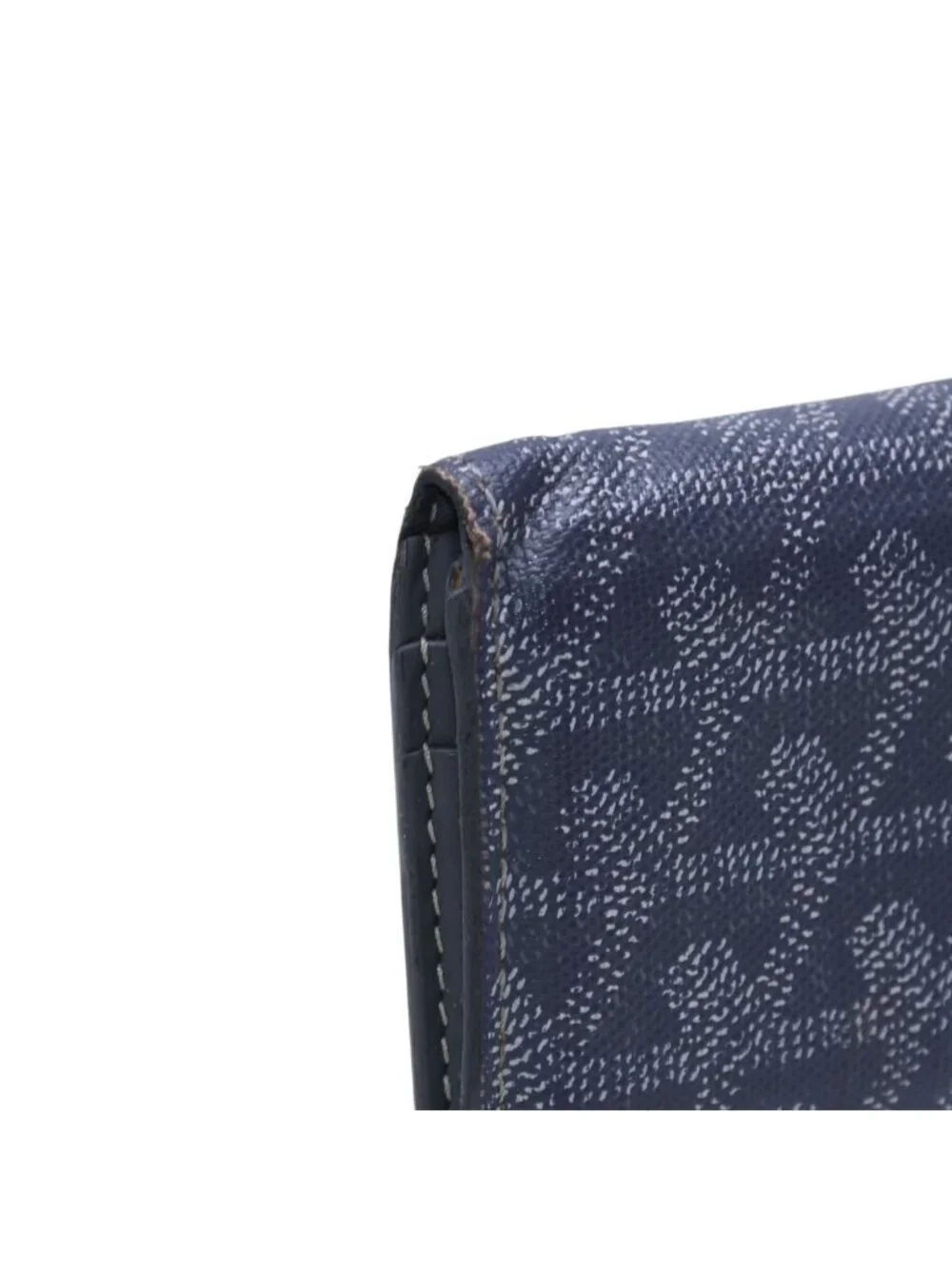 Goyard Saint Pierre Card Wallet Herringbone Pattern Canvas Leather Gray Yellow